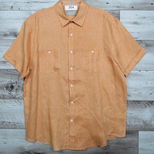 Bruno‎ New York* Men's Short Sleeve Button Down Shirt Large~ Orange
